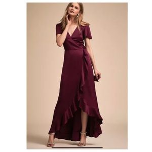BHLDN Anthropologie Ghost London Phoebe Ruffle Hem Wrap Dress Medium Petite